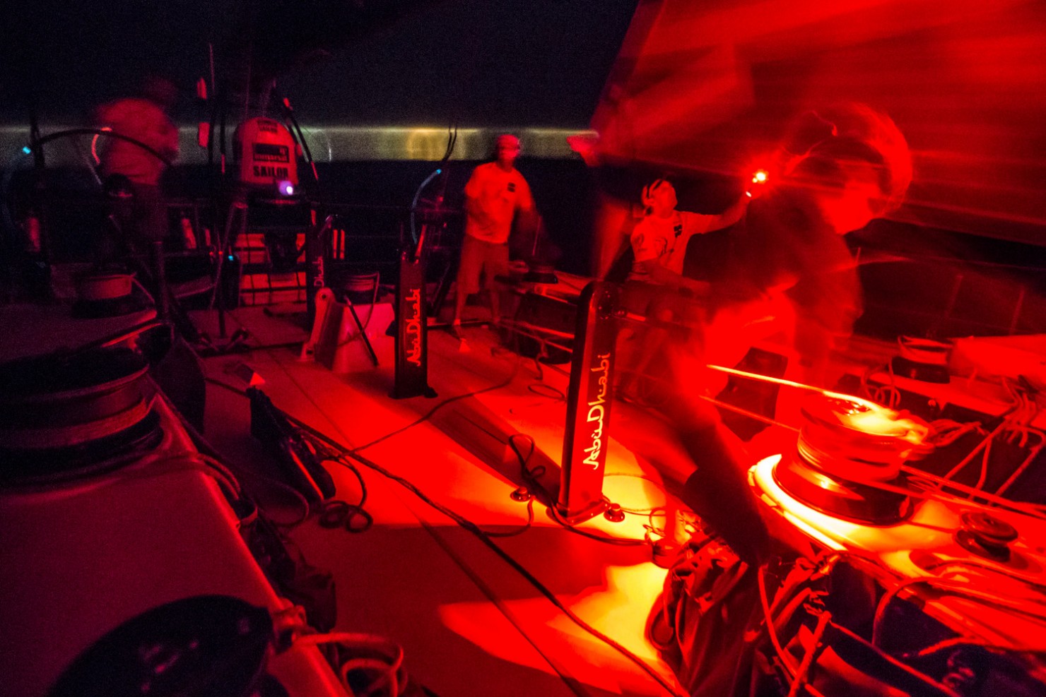 2014-15, Abu Dhabi Ocean Racing, Leg6, OBR, VOR, Volvo Ocean Race, onboard, night, torch, red light