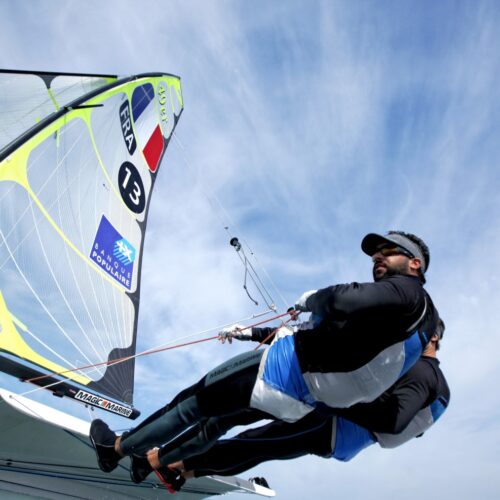49er, Fe?de?ration Franc?aise de Voile, France, Hye?res, ISAF, ISAF Sailing World Cup, International Sailing Federation, Marc Mallaret, Mediterranean, Mediterranean Sea, Olympic, Olympic class, Olympic sailing, Provence-Alpes-Co?te d'Azur, Sailing World Cup, Var, action, adrenalin, athletic, athlets, breeze, colour, crew, design, dinghy, fiberglass, fleet, fun, horizontal, liquid, mast, ocean, one design, outdoor, performance, physical, propulsion, regatta, sail, sailing, sea, sport, sunny, tactic, team, team work, training, trapeze, trim water, water, weather, wind, yacht, yachting