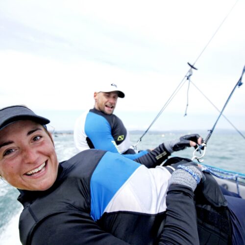 Fe?de?ration Franc?aise de Voile, France, Hye?res, ISAF, ISAF Sailing World Cup, International Sailing Federation, Mediterranean, Mediterranean Sea, Nacra17, Olympic, Olympic class, Olympic sailing, Provence-Alpes-Co?te d'Azur, Sailing World Cup, Var, action, adrenalin, athletic, athlets, breeze, colour, crew, design, dinghy, female, fiberglass, fleet, fun, horizontal, liquid, mast, ocean, one design, outdoor, performance, physical, propulsion, regatta, sail, sailing, sea, sport, sunny, tactic, team, team work, training, trapeze, trim water, water, weather, wind, yacht, yachting