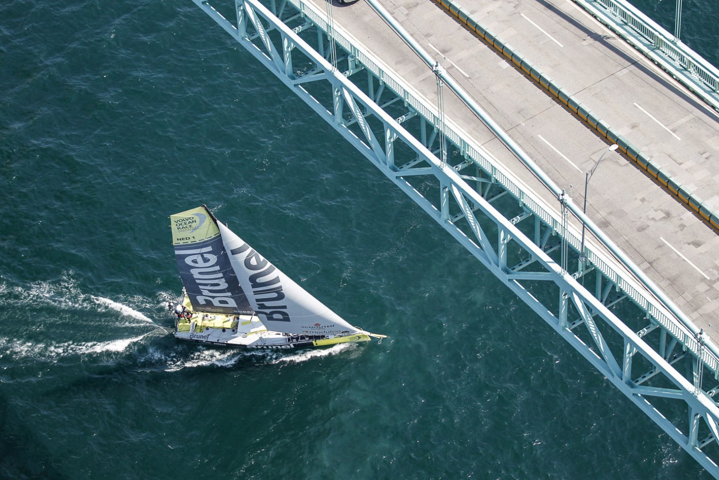 2014-15, VOR, Volvo Ocean Race, Race, Leg 7, Start, Newport, USA, Team Brunel, Aerial