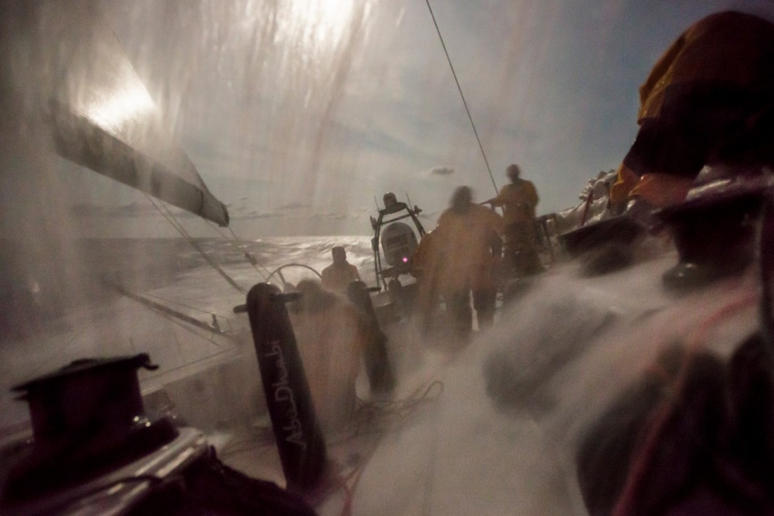 2014-15, Abu Dhabi Ocean Racing, Leg6, OBR, VOR, Volvo Ocean Race, onboard, night, splash