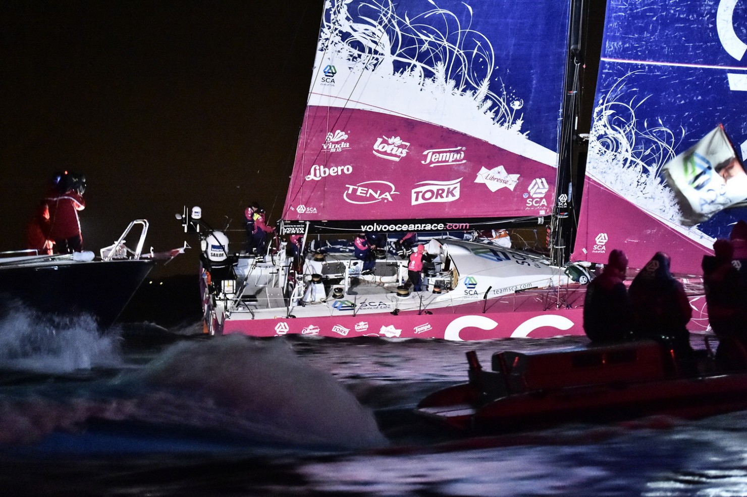 2014-15, Leg8, VOR, Volvo Ocean Race, Win, Team SCA, Lorient, night, arrivals
