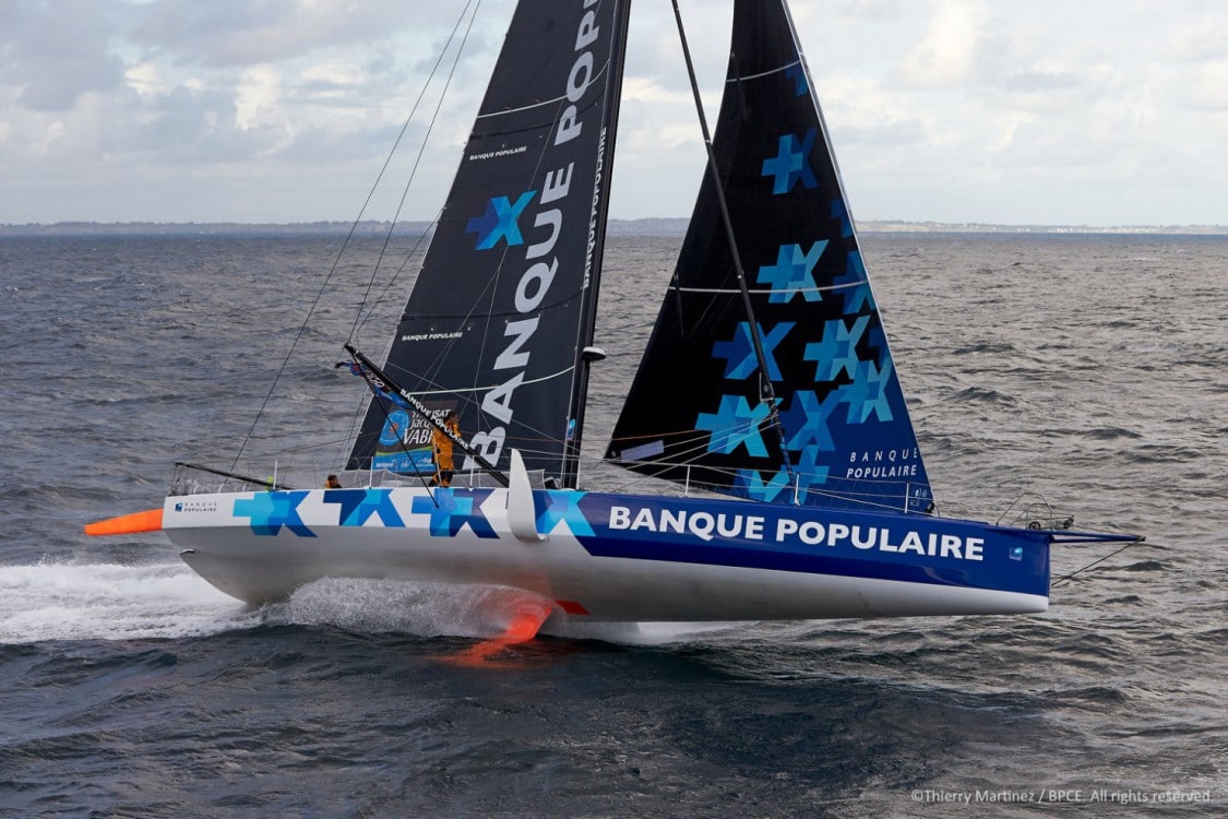 09-2015, OUTSIDE, ILE DE GROIX, FRANCE, IMOCA, OCEAN MASTER, MONOHULL, MONOCOQUE, BANQUE POPULAIRE VIII, ARMEL LE CLEAC'H, ERWAN TABARLY, HELI, TJV, groix