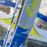 septembre, duo, double, TJV, Transatlantique, multihull, trimaran, maxi, Voile, entrainement, helico, aerial