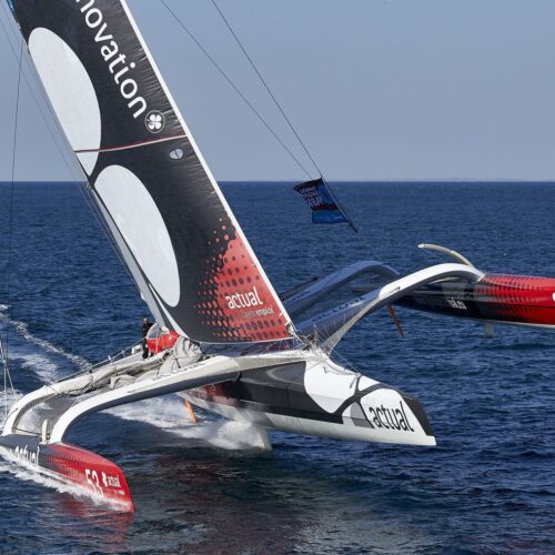 10-2015, OUTSIDE, BELLE ILE, FRANCE, ULTIM, MULTI, TRIMARAN, ACTUAL, YVES LE BLEVEC, TJV2015, HELI, Jean-Baptiste Le Vaillant