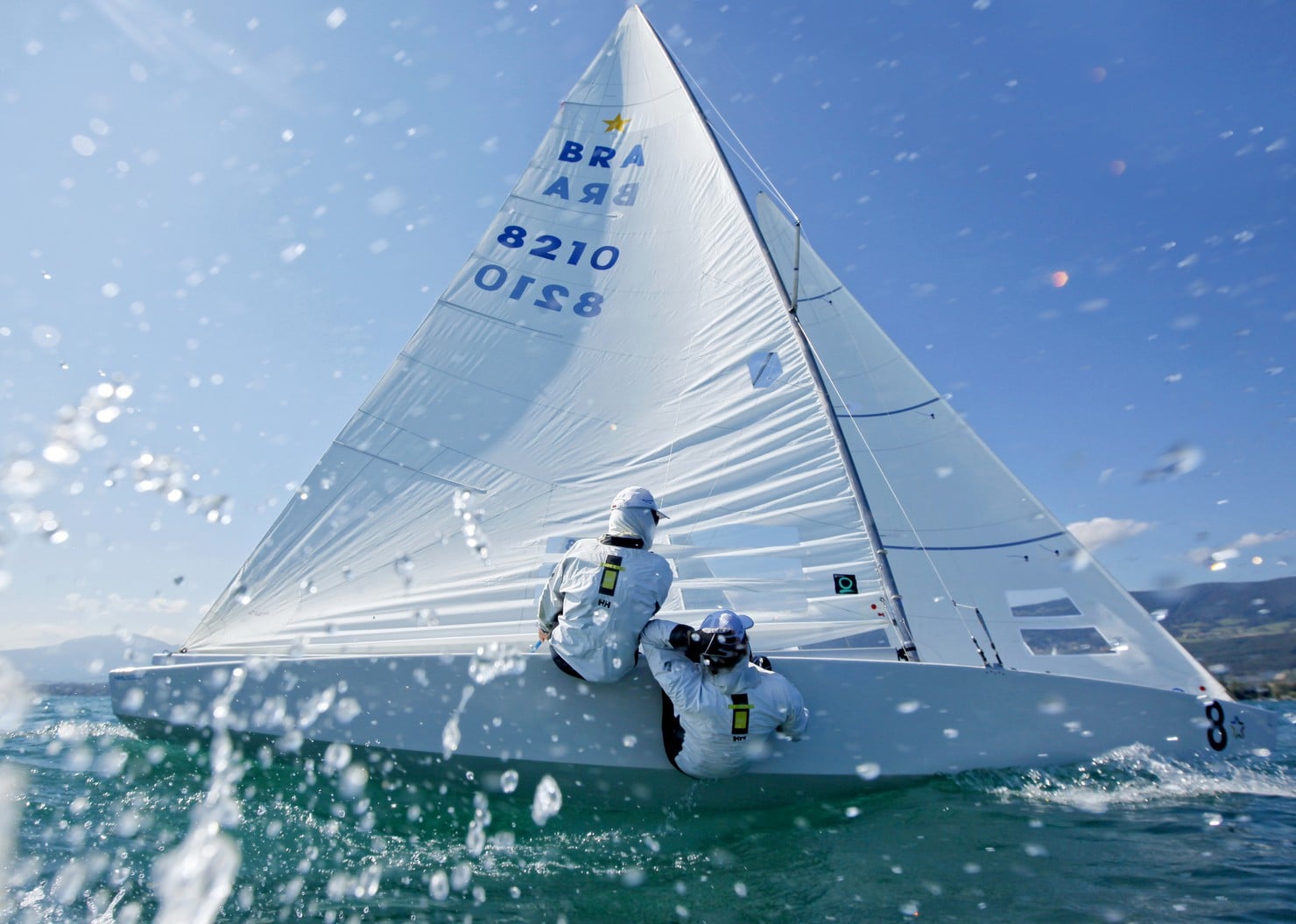 Grandson, Neuchatel Lake, Star, Star Class, Star Sailor League, Swiss, Switzerland, Vaud, boat, color, country, country side, crew, dinghy, event, horizontal, hull, league, mats, monohull, one design, outdoor, race, racing, regatta, sail, sailing, sport, two men, water, wind, yacht, yachting