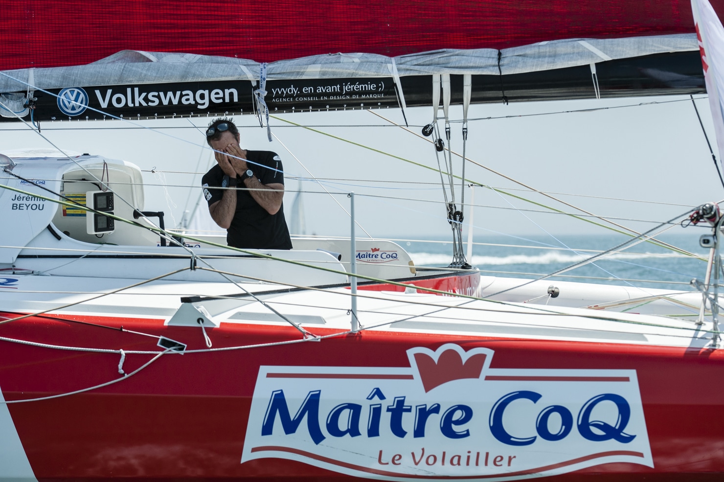 voile, arrivee, finish, monocoque, monohull, 60 pieds, transatlantic, transatlantique, vainqueur, joie