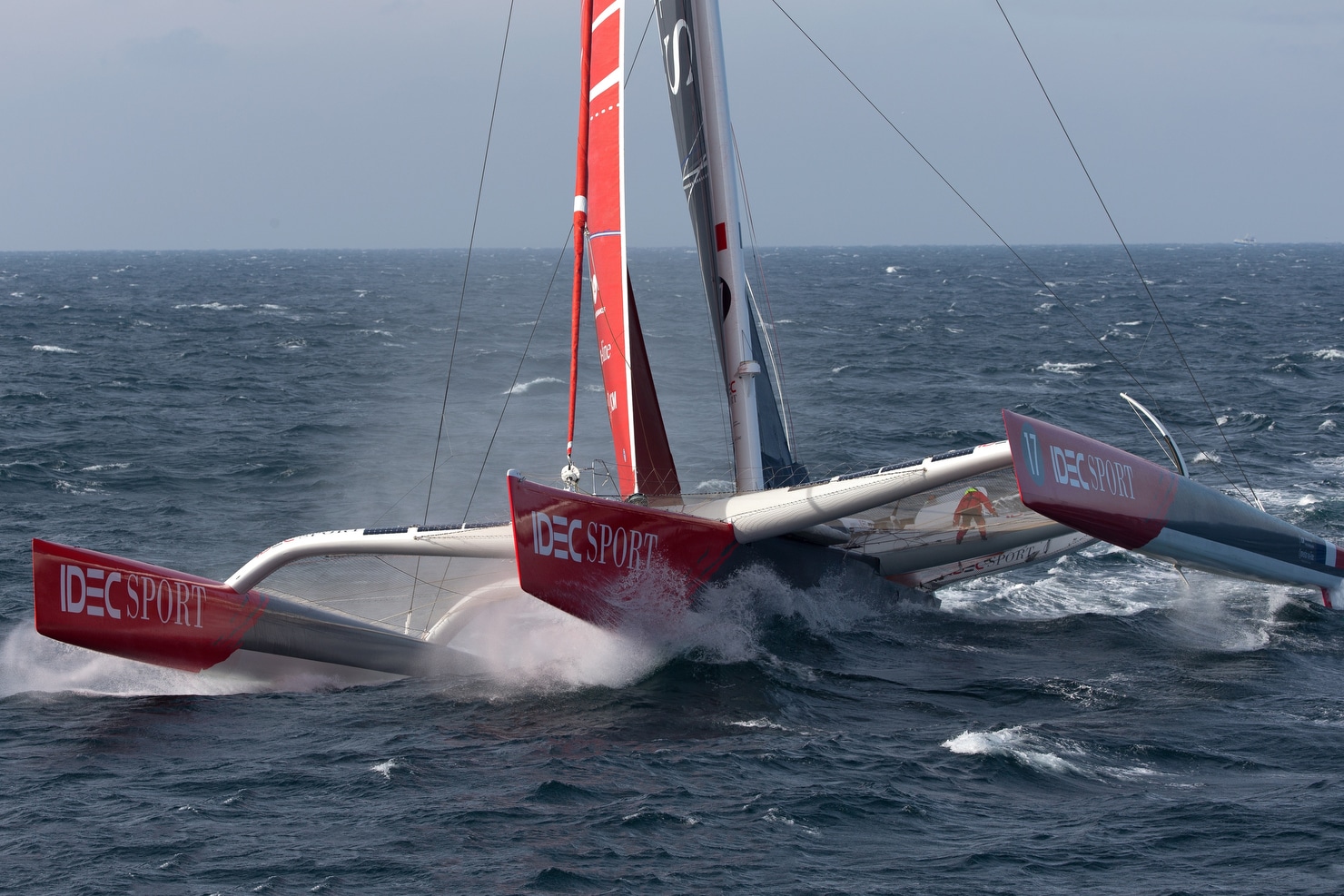 trimaran, octobre, aerial, helico, action, voile, record, entrainement, equipage, multihull, multicoque