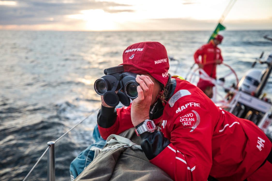 2017-18, Detail, Leg Zero, MAPFRE, On board, On-board, Pre-race, Rolex Fastnet Race, Sophie Ciszek, binoculars