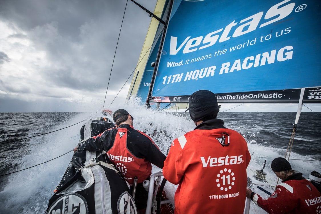 2017-18, Action, Charlie Enright, Commercial, Leg Zero, Musto, North Sails, On board, On-board, Pre-race, Race Sponsors, Race Suppliers, Rolex Fastnet Race, Rough weather, Skipper, Splash, Vestas 11th Hour Racing