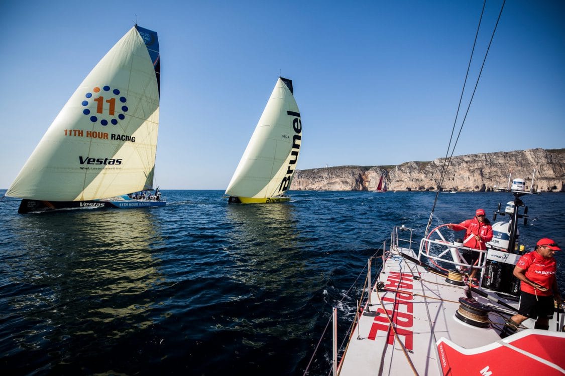 Start,Pre-race,MAPFRE,2017-18,on board,on-board,Vestas 11th hour Racing,Team Brunel,leg zero,Prologue