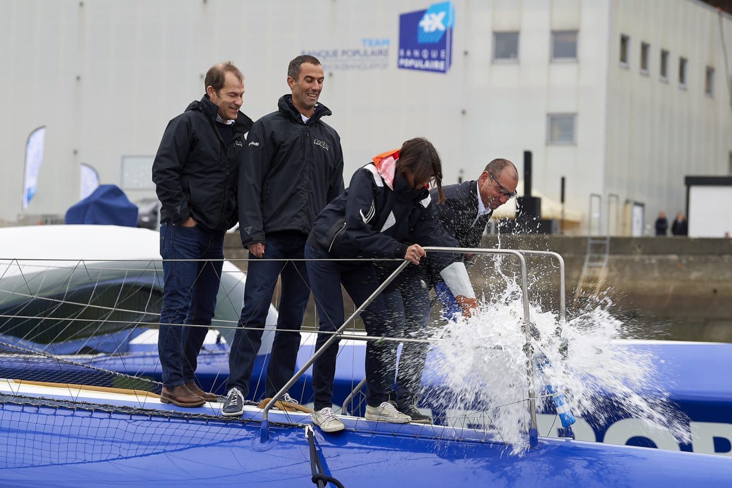 BANQUE POPULAIRE IX, ARMEL LE CLEA'H, BANQUE POPULAIRE, TRIMARAN, VOILE, BAPTEME, CHARLINE PICON, DAMIEN SEGUIN